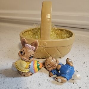 80s Easter Bunnies In Basket